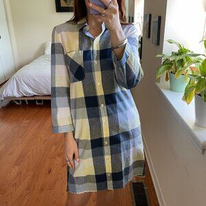 Barbour Plaid Button Front Mini Shirt Dress